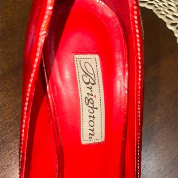 Brighton Red Patent Leather Heels with Buckle Detail - Picture 3 of 5